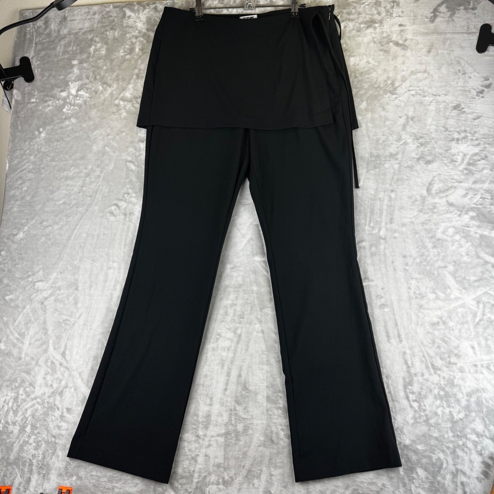 Future Collective Pants Women 12 Black Layered Wrap Front Overlay Trousers(1477)